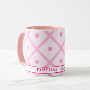 Taza Colección de platos modernos del corazón rosado