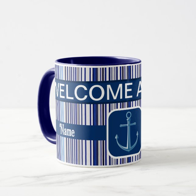 Taza Colección de rayas azules de la marina de verano d (Anverso izquierdo)