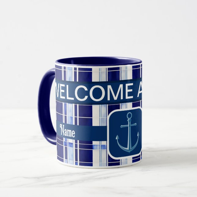 Taza Colección de rayas modernas de la marina de verano (Anverso izquierdo)