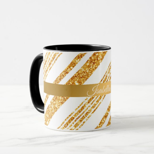 Taza Colección de rayas populares Boho, Purpurina blanc (Anverso izquierdo)