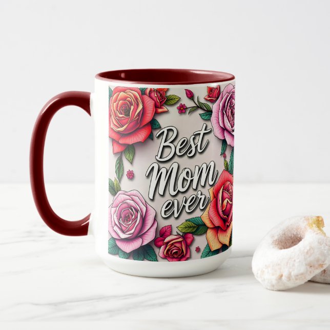 Taza Colección de regalos de lujo floral moderna (Con donut)