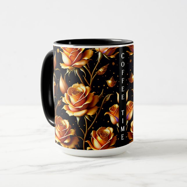 Taza Colección de Rosas Big Gold de lujo de moda (Anverso izquierdo)