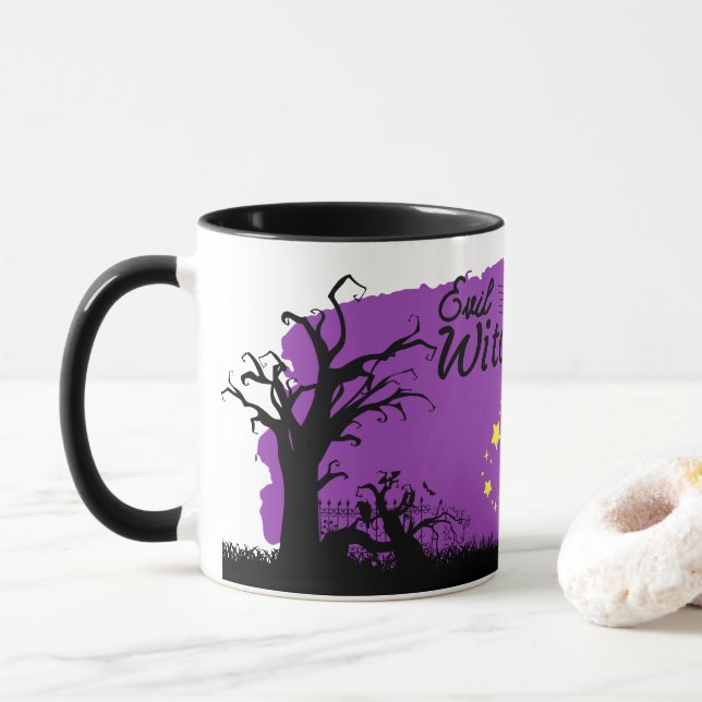 Taza Colección de sellos de Halloween "Bruja malvada" (Con donut)