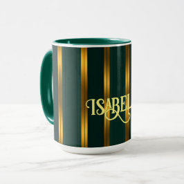 Taza Colección de textura de línea de oro verde de lujo