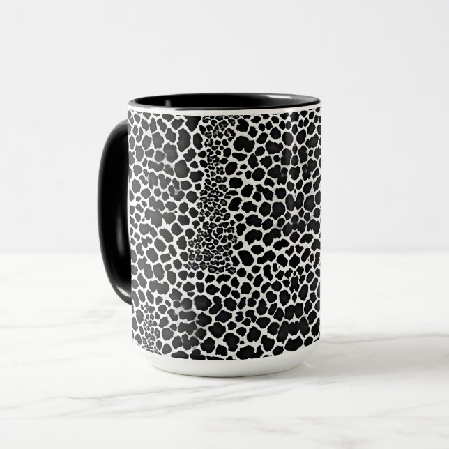 Taza Colección elegante de Leopardo Blanco Moderno de l (Anverso izquierdo)