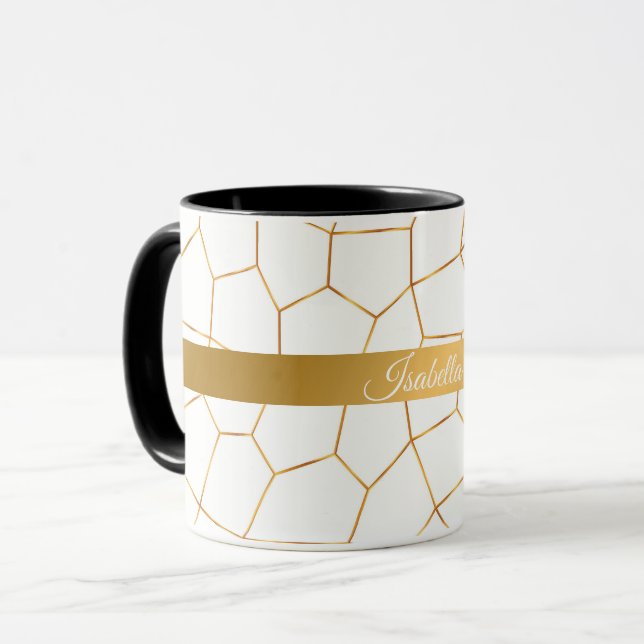 Taza Colección elegante de vidrio blanco de oro moderno (Anverso izquierdo)