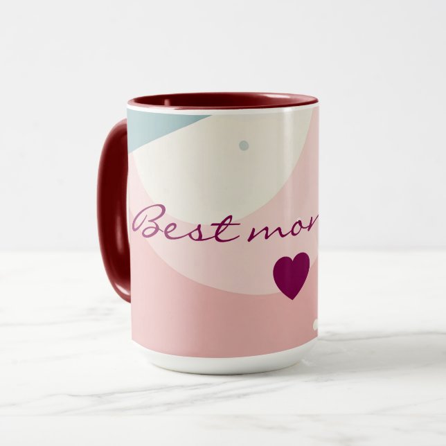 Taza Colección moderna abstracta de menta rosa sonrojad (Anverso izquierdo)