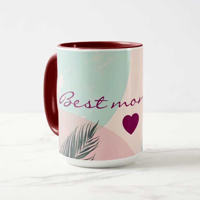 Taza Colección moderna abstracta de rosa rubor menta (Anverso izquierdo)