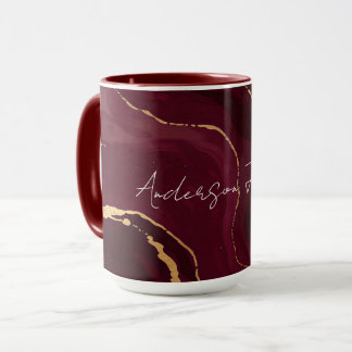 Taza Colección Moderna Burgundy Oro de Lujo