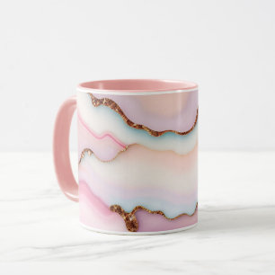 Taza Colección moderna de ácaros de mármol rosa claro a