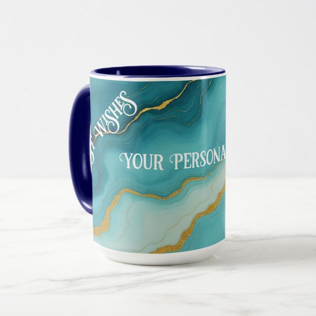 Taza Colección moderna de mármol azul turquesa de oro (Anverso izquierdo)