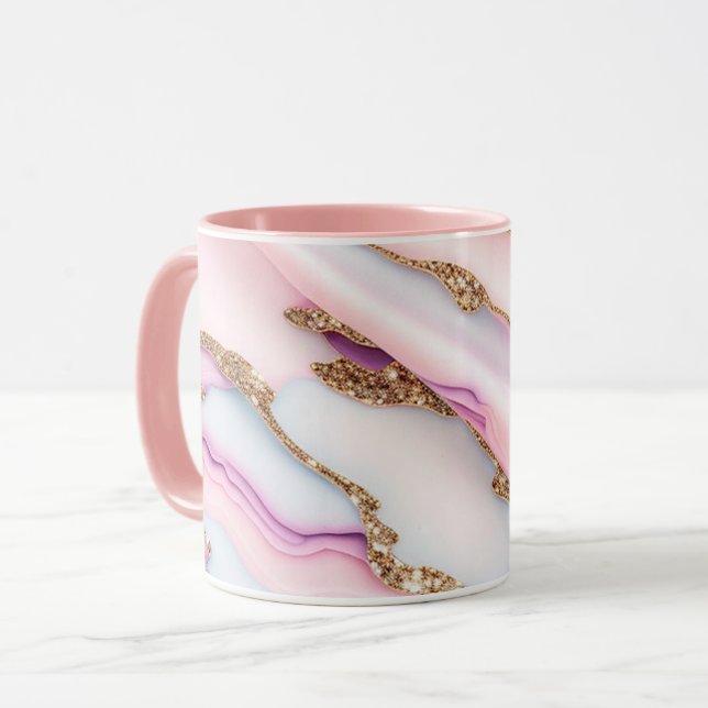 Taza Colección moderna de mármol rosa claro rosa agate  (Anverso izquierdo)