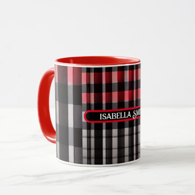 Taza Colección moderna de resumen negro rojo (Anverso izquierdo)