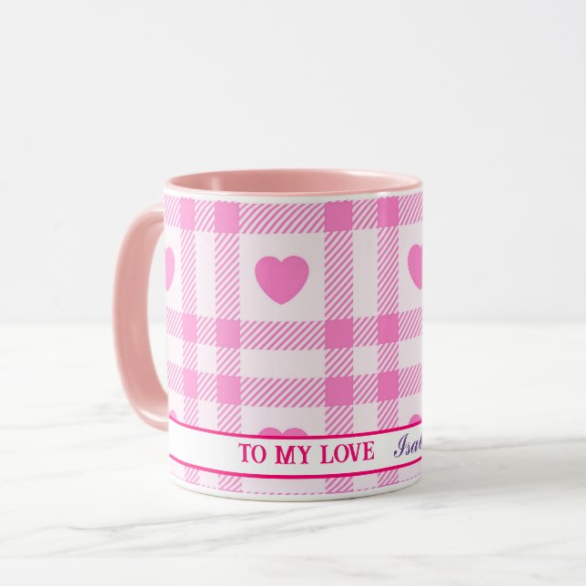 Taza Colección moderna del corazón rosado (Anverso izquierdo)