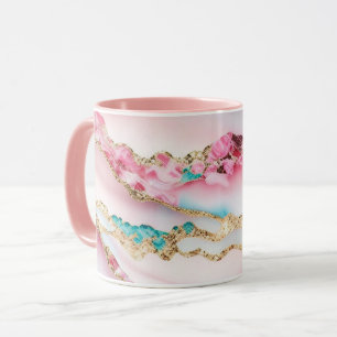 Taza Colección popular de ácaros de mármol rosa claro a