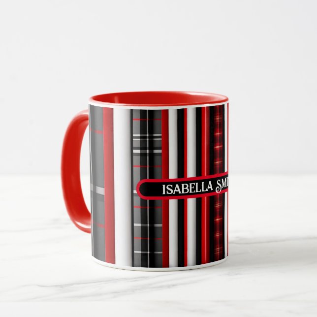 Taza Colección trendy de resumen negro rojo (Anverso izquierdo)