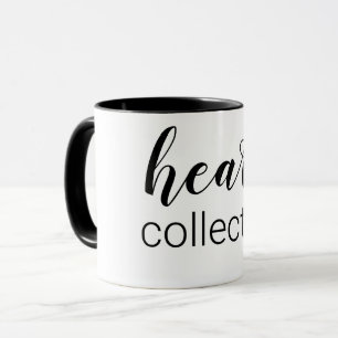 Taza Colector de corazón, negro y blanco