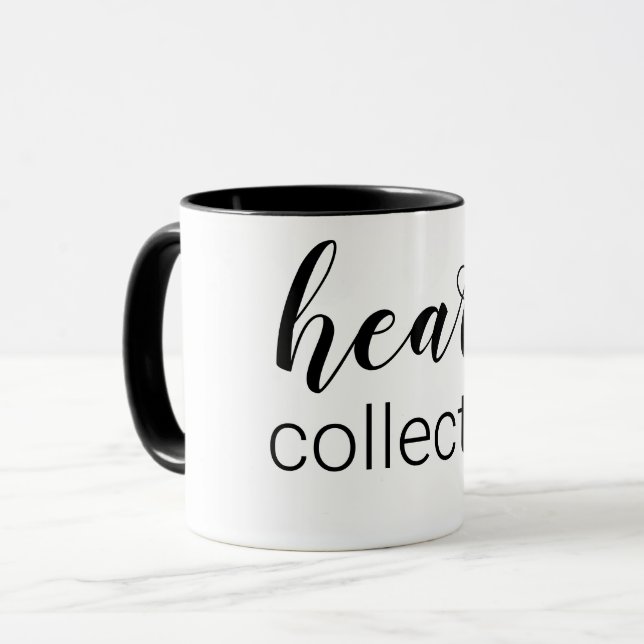 Taza Colector de corazón, negro y blanco (Anverso izquierdo)