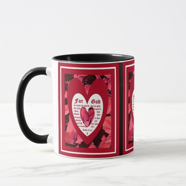 Taza Coleus Close-up con John 3:16 (Izquierda)