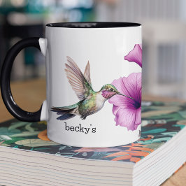 Taza Colibrí con flor morada