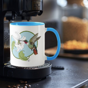 Taza Colibrí Lirio Azul Art Nouveau