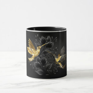 Taza Colibrí negro y dorado