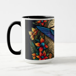 Taza Colibrí y flores