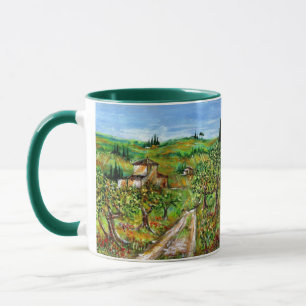 TAZA COLINAS VERDES Y OLIVOS PAISAJE TOSCANO