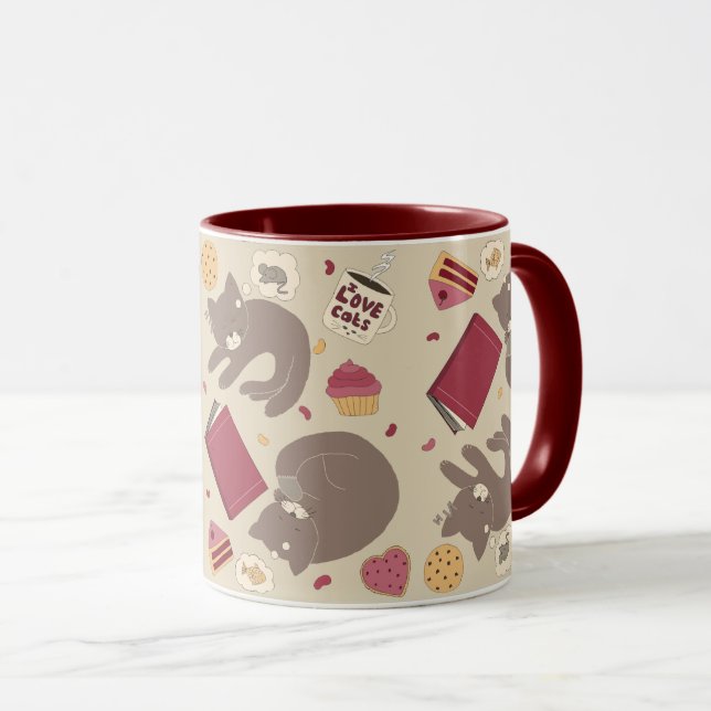Taza Collage acogedor para los amantes del gato (Anverso derecho)