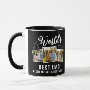 Taza Collage de 3 fotos personalizadas del mejor papá d