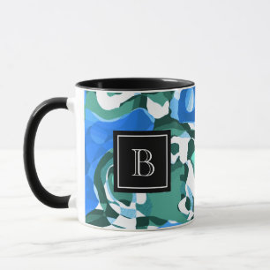 Taza Collage de arte moderno abstracto Monograma inicia