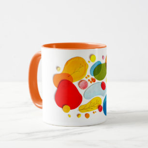 Taza Collage de arte pop con formas orgánicas abstracta