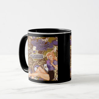 Taza Collage de Chica Pinup de Estilo Retro en Descanso