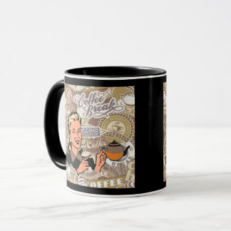 Taza Collage de descanso de café de señora retro