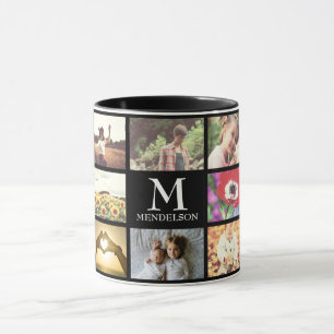 Taza Collage de encargo de la foto del monograma