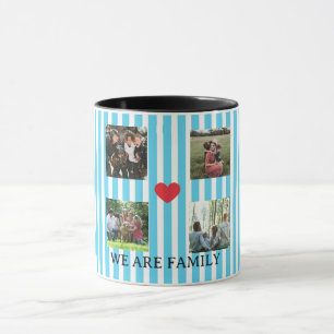 Taza collage de familia a rayas pastel