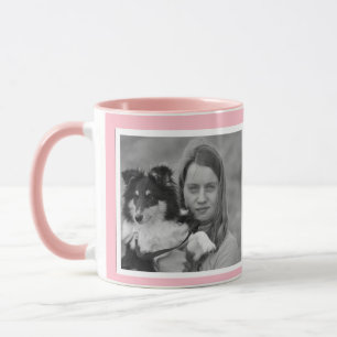 Taza collage de fotografías personalizado moderno Rosa 
