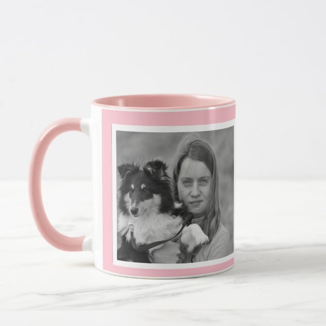 Taza collage de fotografías personalizado moderno Rosa  (Izquierda)