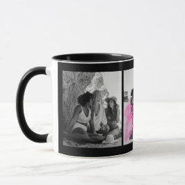 Taza Collage de fotos blanco y negro personalizado "Bes