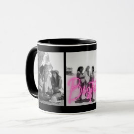 Taza Collage de fotos blanco y negro personalizado "Bes