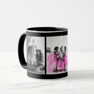 Taza Collage de fotos blanco y negro personalizado "Bes