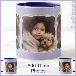 Taza Collage de Fotos Cuadrado Moderno Lila C123 Mamá M