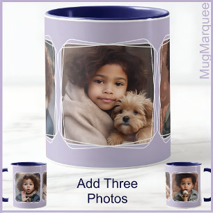 Taza Collage de fotos cuadrado moderno Lilac C123 Mamá