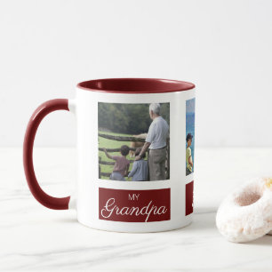 Taza Collage de fotos cuadrado personalizado abuelo