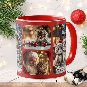 Taza Collage de Fotos de Catmas Navideño