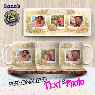 Taza Collage de fotos de jardín con acuarela y texto pe