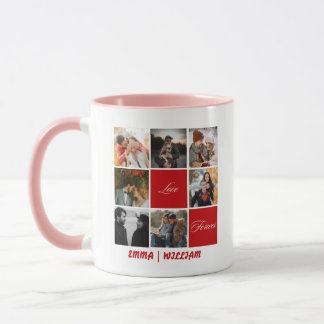 Taza Collage de fotos de mensajes y nombres personaliza