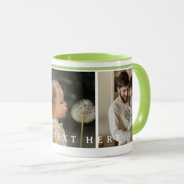 Taza Collage de fotos de Personalizado verde simple