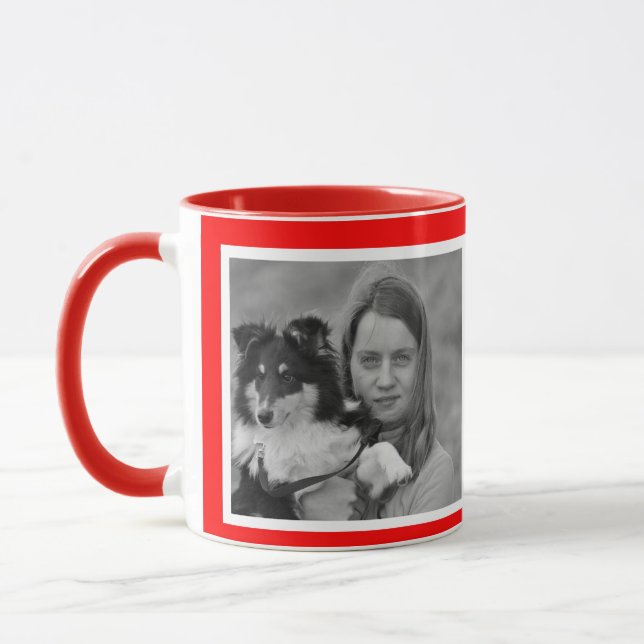 Taza Collage de fotos en rojo moderno 2 del personaliza (Izquierda)