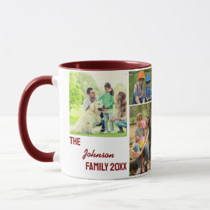 Taza Collage de Fotos Familiares en Caligrafía Granate